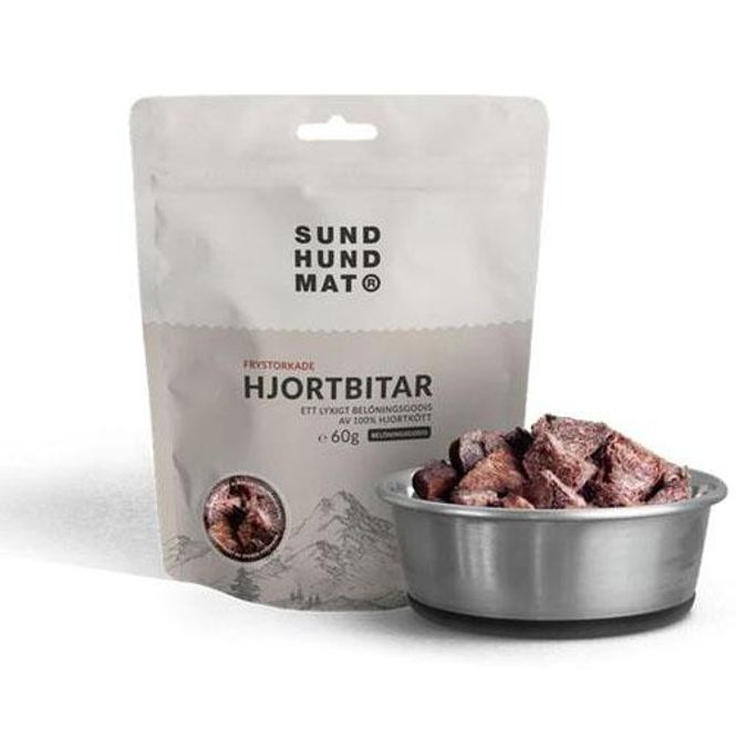 Hovedbilde Sund Hundmat® Hjortbitar - frysetørkede godbiter ...
