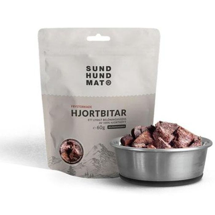 Sund Hundmat® Hjortbitar - frysetørkede godbiter av hjort