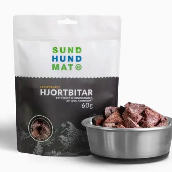 Hovedbilde Sund Hundmat® Hjortbitar - frysetørkede godbiter ...